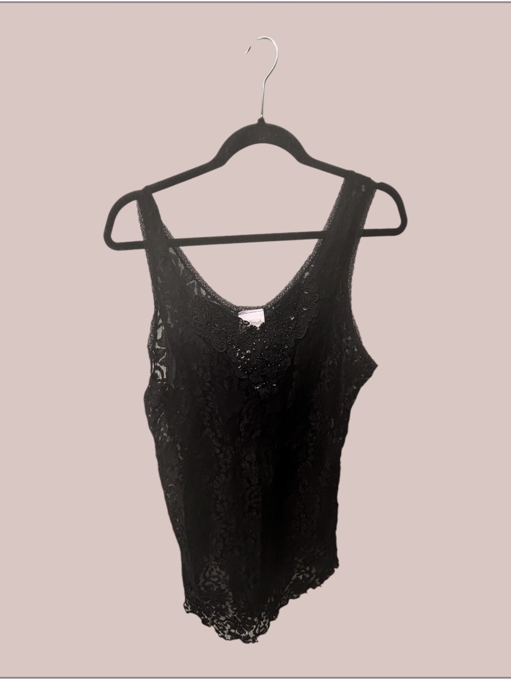Intimate Moods Lace beaded Lingerie nighty - Black size lrg made in usa
